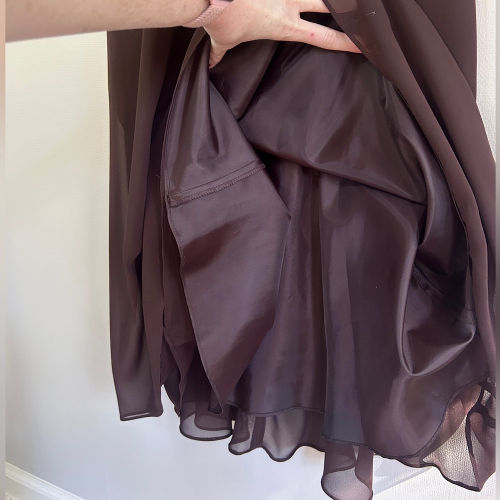 NWT JONES WEAR Babydoll Brown Chiffon Midi Dress Cocktail Fairy Y2K Formal Sz 14 - Picture 8 of 15